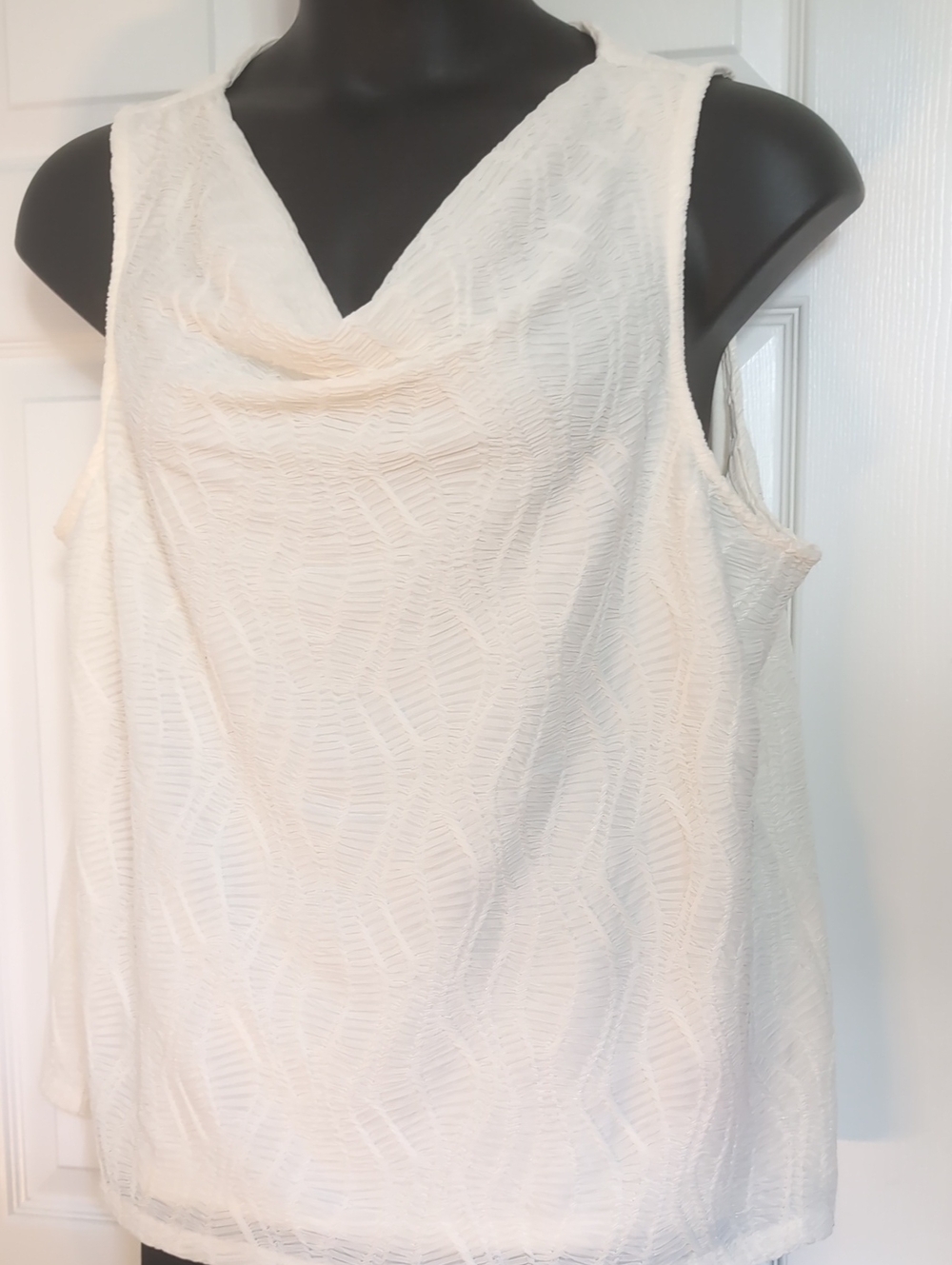 Chico's Cream Textured Draped-Neck Camisole